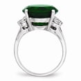 thumbnail image 2 of White Sterling Silver Ring Band with Stones Cubic Zirconia CZ Glass Green, 2 of 3