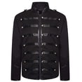 thumbnail image 2 of XIAOCHA Men's Stand Collar Stud Decor Military Jacket Zip Front Long Sleeve Slim Fit Jackets Stage Rock Casual Pullover Outerwear, 2 of 5