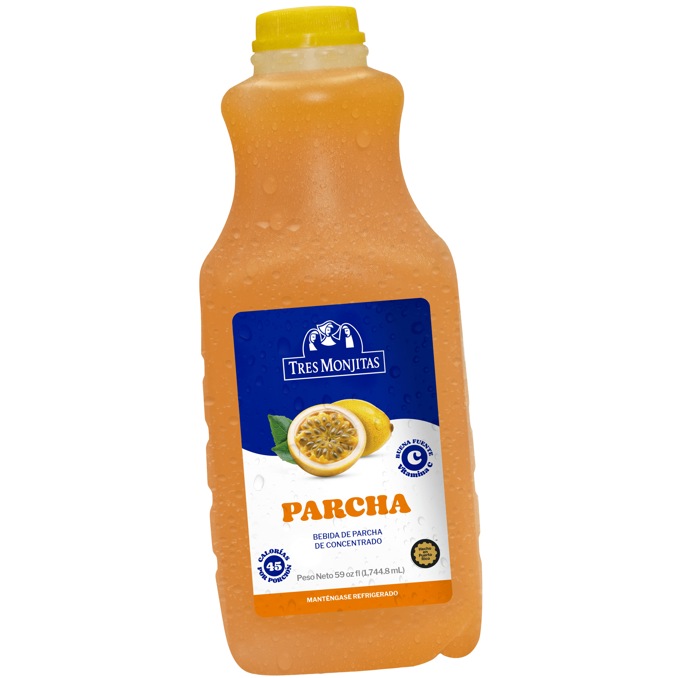 Tres Monjitas Smooth Pulp Free Passion Fruit Juice 59oz fl, Plastic Bottle Refrigerated