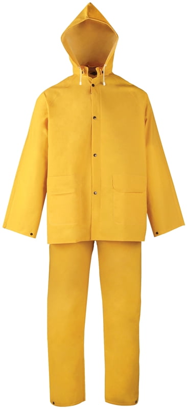 New PVC/Polyester 3pc Rain suit Gear with Detachable Hood 
