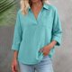 thumbnail image 5 of TaTaai Women's Summer Layering Blouse V-Neck Long Sleeve Linen Cardigan Solid Color Casual Loose Fit Open Front Top Gift, 5 of 5