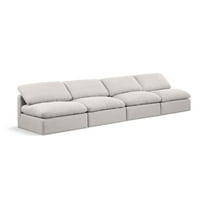 Meridian Furniture Indulge 140" Upholstered Fabric Modular Sofa in Cream