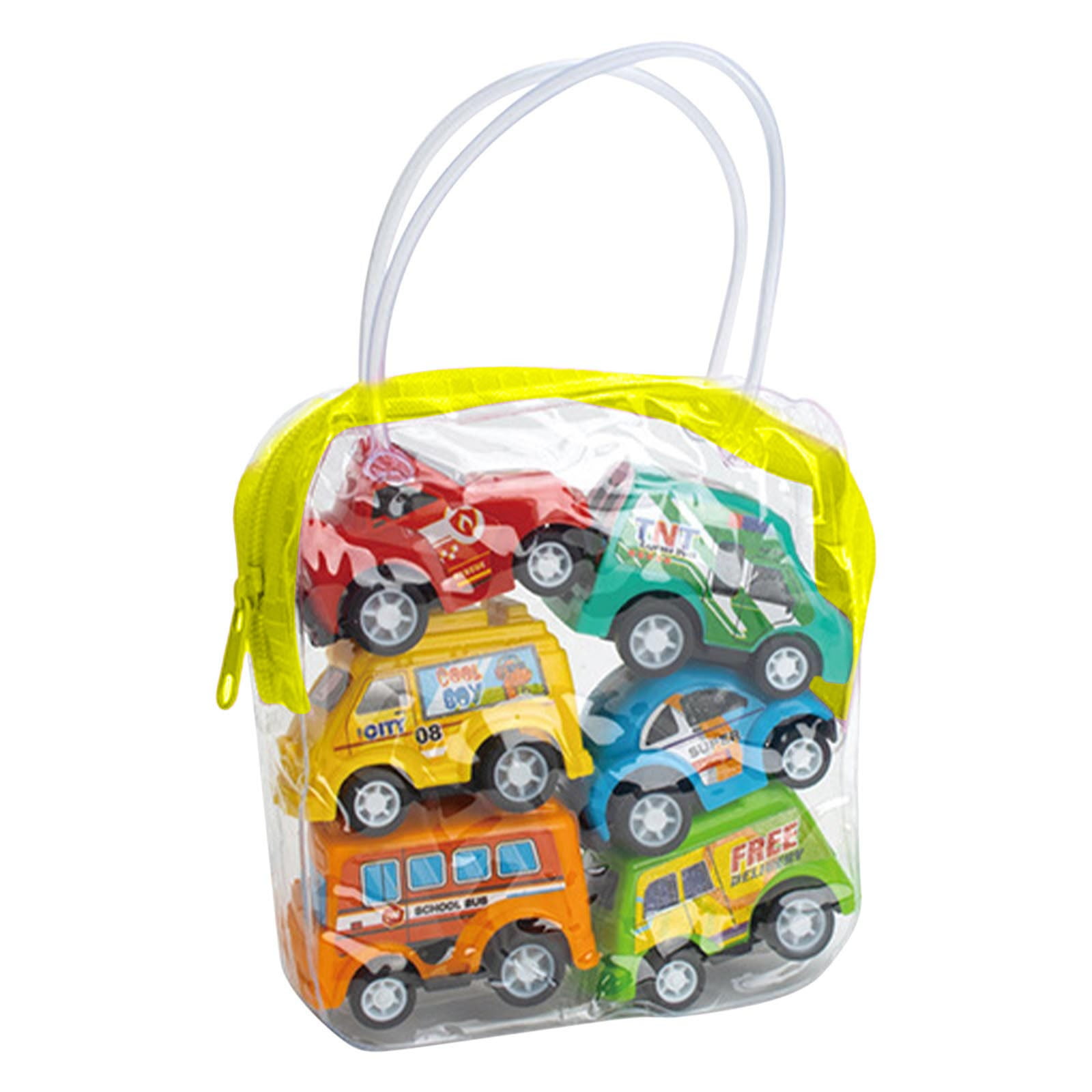Urban Rebound Car Collection Set - Portable Handbag Toy Vehicles, Colorful Mini Cars, Friction Powered Playtime, Interactive Racing Fun