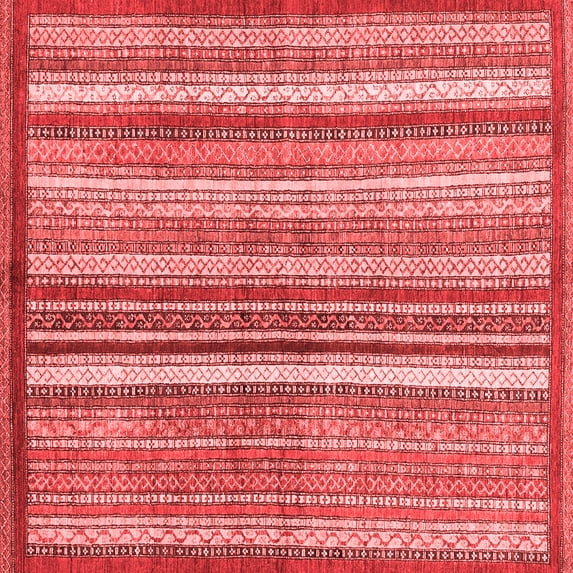 Ahgly Company Indoor Square Abstract Red Modern Area Rugs, 8' Square