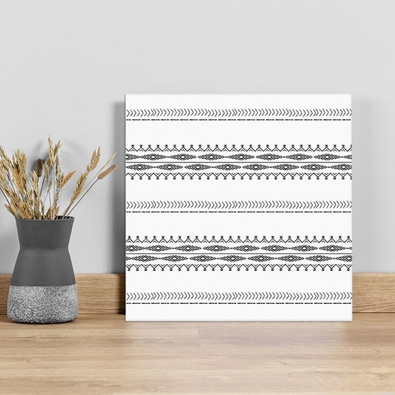 Black White Modern Geometric Wall Art Painting on Canvas, Abstract Art Aesthetics Canvas Art Home Prints Wall Art Framed Modern Artwork for Living Room Bedroom Wall Decor 8x8in