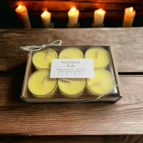 Honeysuckle Jasmine Soy Tealights 6 Count Handmade W/ Fragrant/Essential Oils