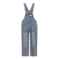 thumbnail image 4 of UACY Girls Denim Overalls Vintage Buttons Adjustable Strap Jean Jumpsuit Kids Casual Loose Fit Dungarees Pants Bib Workwear (Light Blue, 9-10 Years), 4 of 9