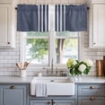 thumbnail image 2 of Vintage Striped Farmhouse Short Window Curtain Valances, Midnight Blue Modern Simple Lines Rod Pocket Kitchen Valances for Living Room Bedroom Bathroom Cafe 60" x 18", 2 of 8