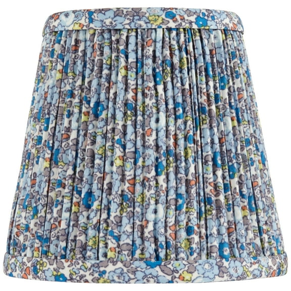 Springcrest 4" Top x 6" Bottom x 5 1/2" High x Print Lamp Shade Replacement Blue Floral Leaf Shirred Pleated Clip On Candelabra