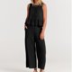 thumbnail image 1 of Puntoco 2 piezas moda mujer cuello redondo sólido sin mangas blusa + bolsillos sueltos pantalones conjuntos liquidación Puntoco Puntoco-2049, 1 of 9