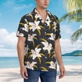 thumbnail image 2 of Lsque Lilies Flowers pattern Hawaiian Shirt for Men, Unisex Summer Beach Casual Short Sleeve Button Down Shirts-Large, 2 of 9