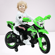 LBJTAKDP 6v Kids Ride On Motorcycle, Battery Powered Motor Bike W/ Training Wheels, forward Button, Anti-Slip Wheels, Pedal, Comfortable Seat, Rechargeable Electric Toy, for Kids 3-10, Green