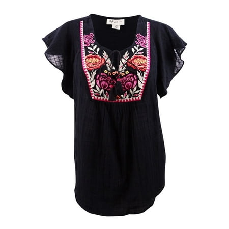 - Style & Co. Women's Plus Size Gauze Embroidered Peasant Top