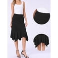 thumbnail image 2 of DARING DIVA Women's Ruffled Midi Flowy A-Line Handkerchief Hem Skirt X-Small Black, 2 of 6