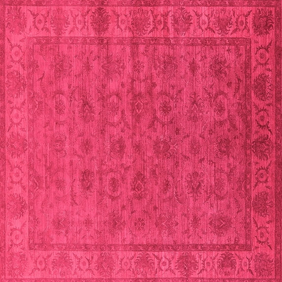Ahgly Company Indoor Square Oriental Pink Industrial Area Rugs, 3' Square