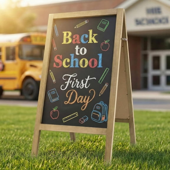 A Frame Chalkboard Sign, 40"x20" Extra Large Chalk Board Double-Sided Sidewalk Sign Sturdy Sandwich Menu Board for Restaurant Coffee Shop and Wedding, Grey