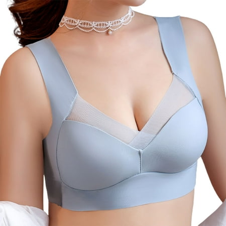 

rygai Women Bra Seamless Beauty Back Underwear One-piece No Steel Ring Push Up Bra Sports Yoga Fitness Vest for Daily Wear Blue XL