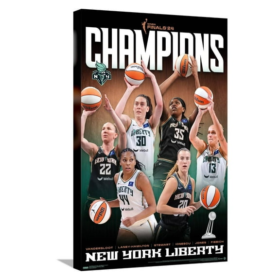 WNBA New York Liberty - 2024 WNBA Finals Champions Canvas Wall Poster, 14.725" x 22.375"