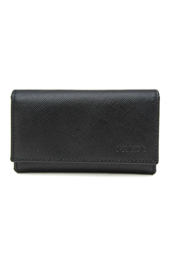 Pre-Owned Prada Saffiano 2M0025 Men,Women Leather Key Case Black (Good)