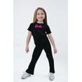 thumbnail image 2 of Barbie Cropped Ribbed T-Shirt and Flare Pants Outfit Set Toddler to Big Kid, 2 of 5