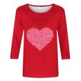 thumbnail image 4 of Goodeals Women 2025 Valentines Shirts Spring 3/4 Sleeve Tunic Tops Cute Heart Print Gift Blouse Trendy Aesthetic 3D Print Tunic Top(Red,XXXL), 4 of 5