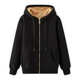 thumbnail image 2 of Veste d'Hiver Mode à Capuche Zippée à Col Rond pour Femmes Sweat à Capuche en Molleton à Manches Longues Poche à Capuche, 2 of 5