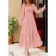 thumbnail image 3 of Vestido PRETTYGARDEN 2025 de Manga Larga con Fruncido y Volantes Rosa Talla L, 3 of 7
