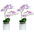 thumbnail image 4 of Artificial Orchid Flowers, 2 Pieces Potted Fake Orchids with Plastic Vase for Table Centerpiece Home Decor Office Wedding Party Decoration, 4 of 14