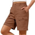 thumbnail image 6 of Cargo Shorts Women Bermuda Knee Length Long Hiking Pull on Shorts with Pockets Elastic Waist for Summer Casual Trendy Coffee XL, 6 of 6