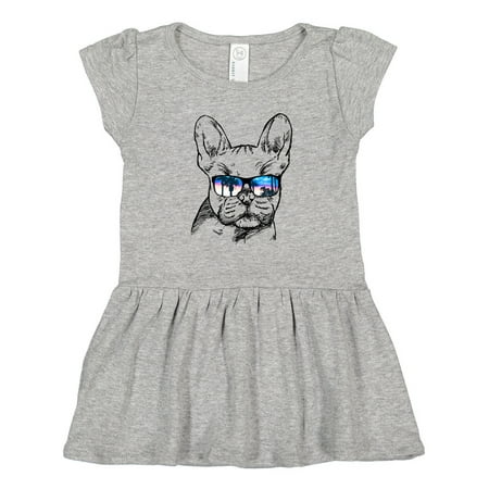 

Inktastic French Bulldog Portrait with Sunglasses Gift Toddler Girl Dress