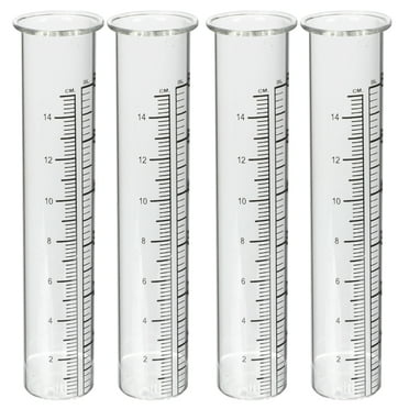 4 Pcs Test Tube Rain Gauge Rainwater Collector Glass Rainfall Clear Container Metal Measuring Cups