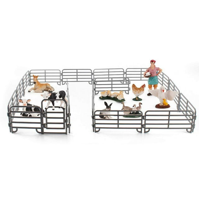 pitrice DIY Miniature Corral Fencing Kit Plastic Farm Ranch Fencing Accessories Fence Fence Model Accessories Set Educational Playset 18pcs Style A