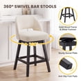 thumbnail image 4 of EOP 26'' Swivel Counter Height Bar Stools Set of 2, Modern Upholstered Bar Stools with Curved Back and Solid Wood Legs, Bar Chairs for Kitchen Island Home Bar, Beige, 4 of 11