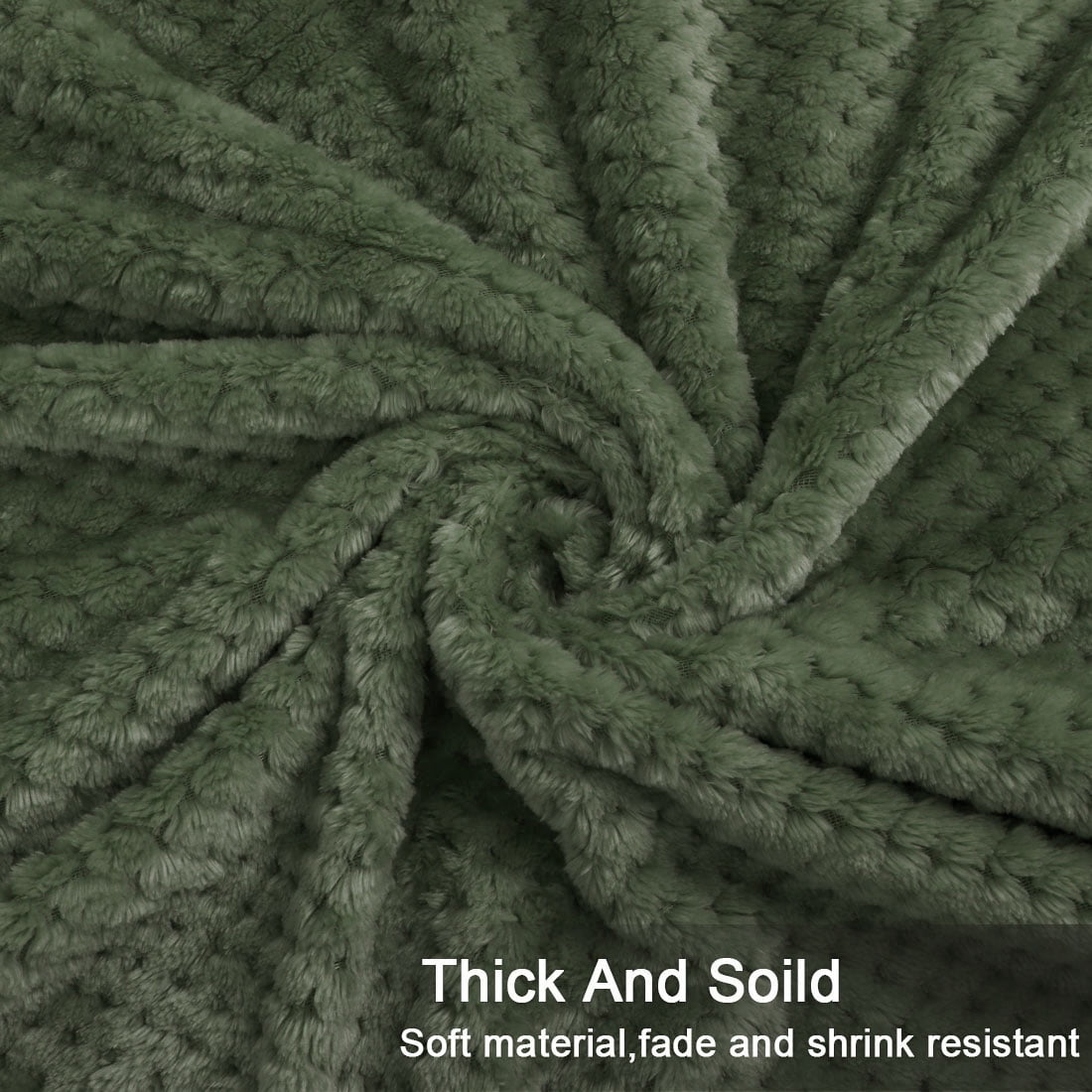 PiccoCasa Soft Microfiber Plush Flannel Blanket Luxury Bed Blanket, Army Green Queen (78"x90")