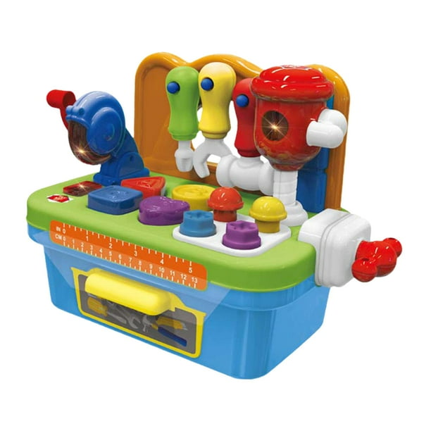 kusrkot Musical Learning Workbench Toy Kids Tool Bench for Boy Birthday Gift Light blue