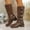 Brown, variant on Tawop Womens Winter Boots Knee High Chunky Low Heel Buckle Square Toe Winter Black Boots
