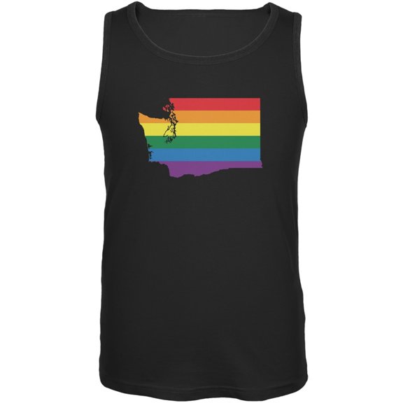 Washington LGBT Gay Pride Rainbow Black Adult Tank Top - Large
