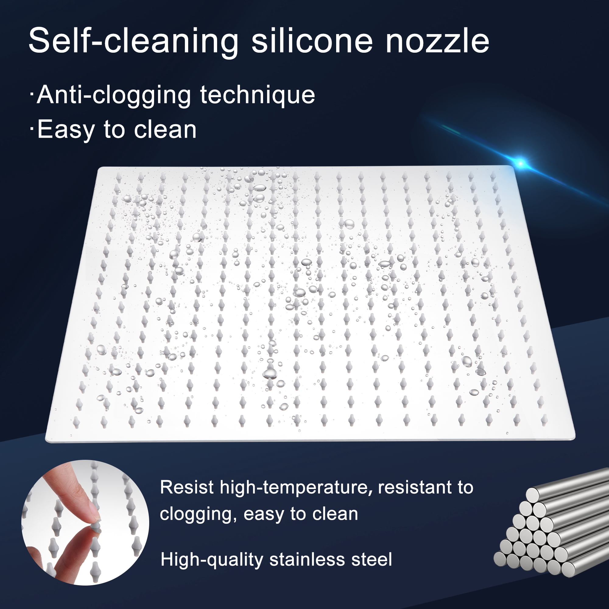 ALWEN 16 Inch Rain Shower Head Chrome, Square Ultra Thin 304 Stainless Steel High Pressure Shower Head, Large Size Rainfall Shower Head, Full Body Coverage Modern Waterfall Shower Head
