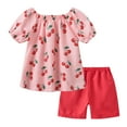 thumbnail image 3 of ZQUUVOU Toddler Girls Summer Set Casual Short Sleeve Round Neck Short And Shorts Sets A-Green, 3 of 6