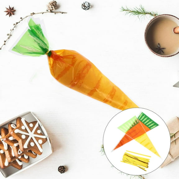 RENACLIPY Carrot Shaped Candy Bags for , Orange OPP Material, 50pcs Party Favor Treat Bags
