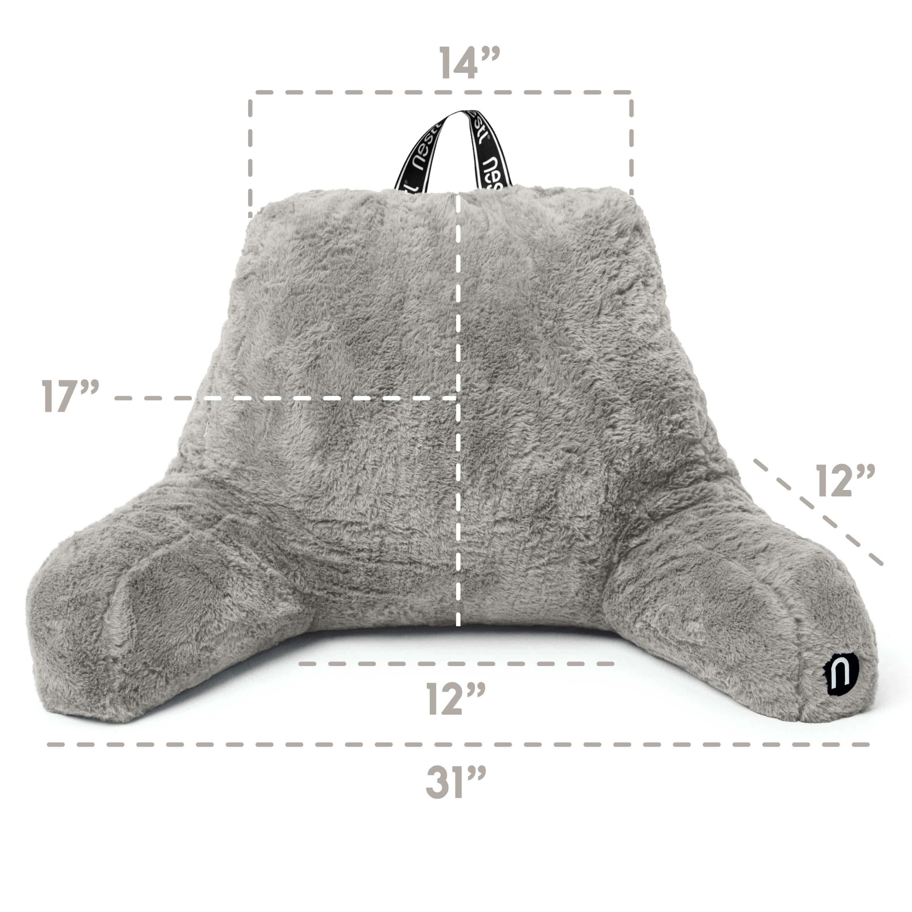 Nestl Reading Pillow, Backrest Pillows with Arms, Plush Faux Fur