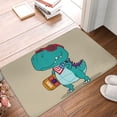thumbnail image 5 of Balery Cool Dino Playing Skateboard Doormat, Durable Flannel Fabric, Waterproof Stain and Fade Resistant, Low Profile,Indoor Outdoor Door Mats, Easy Clean Patio Entrance Mat, 16x24in, 5 of 9