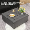 thumbnail image 6 of Magic Union 35" Large Square Storage Ottoman, Oversized Square Ottoman with Storage, Tufted Upholstered Ottoman Coffee Table with Lift Top for Living Room (Grey), 6 of 7