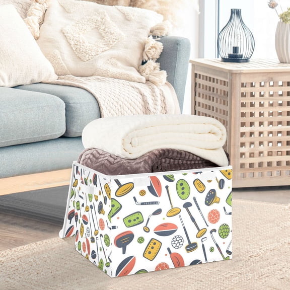 Golf Balls Storage Basket Foldable Laundry Basket Shelf Kids Toy Storage Container Organizer with Handles