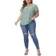 thumbnail image 2 of Blusas casuales con cuello de llave y mangas de pétalo para mujer de tallas grandes Agnes Orinda 3X verde, 2 of 5