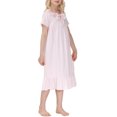 thumbnail image 4 of Vestido de Verano de Manga Corta Cuello Redondo Encaje Recorte Vestido Casual de Ropa de Casa 95% Algodón 5% Rayón para las Niñas, Camiseta de Primavera Vestido de Juego para Niños, 4 of 9