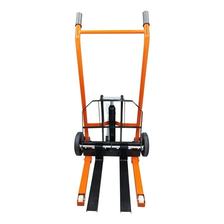 Hand Forklift Truck Manual Winch Stacker Material Lift Forklift 400 lbs Load Capacity
