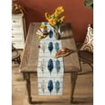 thumbnail image 5 of Blue Beige Feathers Table Runner 108 Inches, Boho Watercolor Vintage Wood Grain Bed Runner Dresser Scarves Tabletop for Indoor Outdoor Parties/Ceremony/Banquet, 13"x 108", 5 of 8
