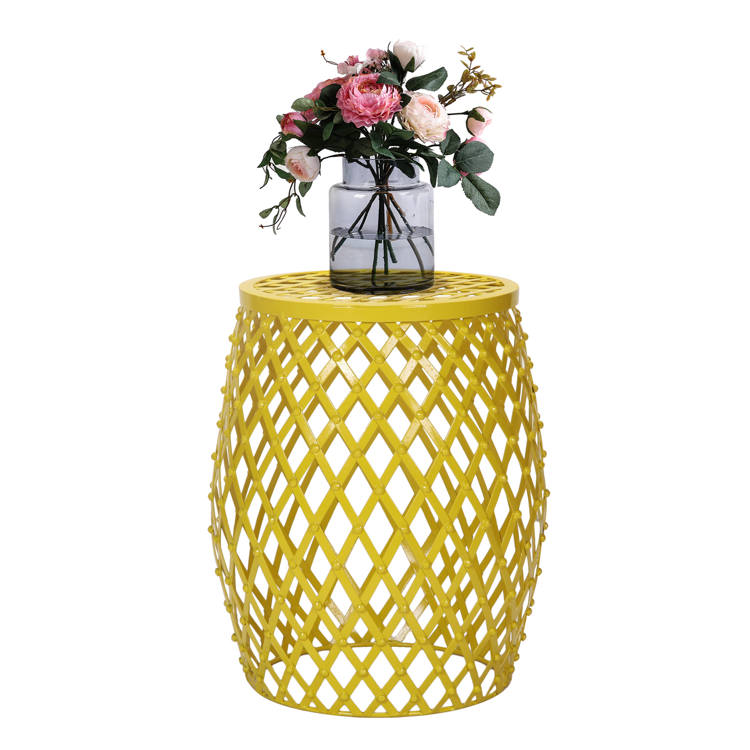 Joveco Round Outdoor Metal Side Table Patio End Table,Garden Balcony