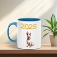 thumbnail image 3 of Happy New Year Bull Terrier Welcome 2025 Balloon Firework Party 11oz Accent Two-tone Mug Bully Dog Lovers Gifts Idea Coffee Tea Cup - 01014, 3 of 5